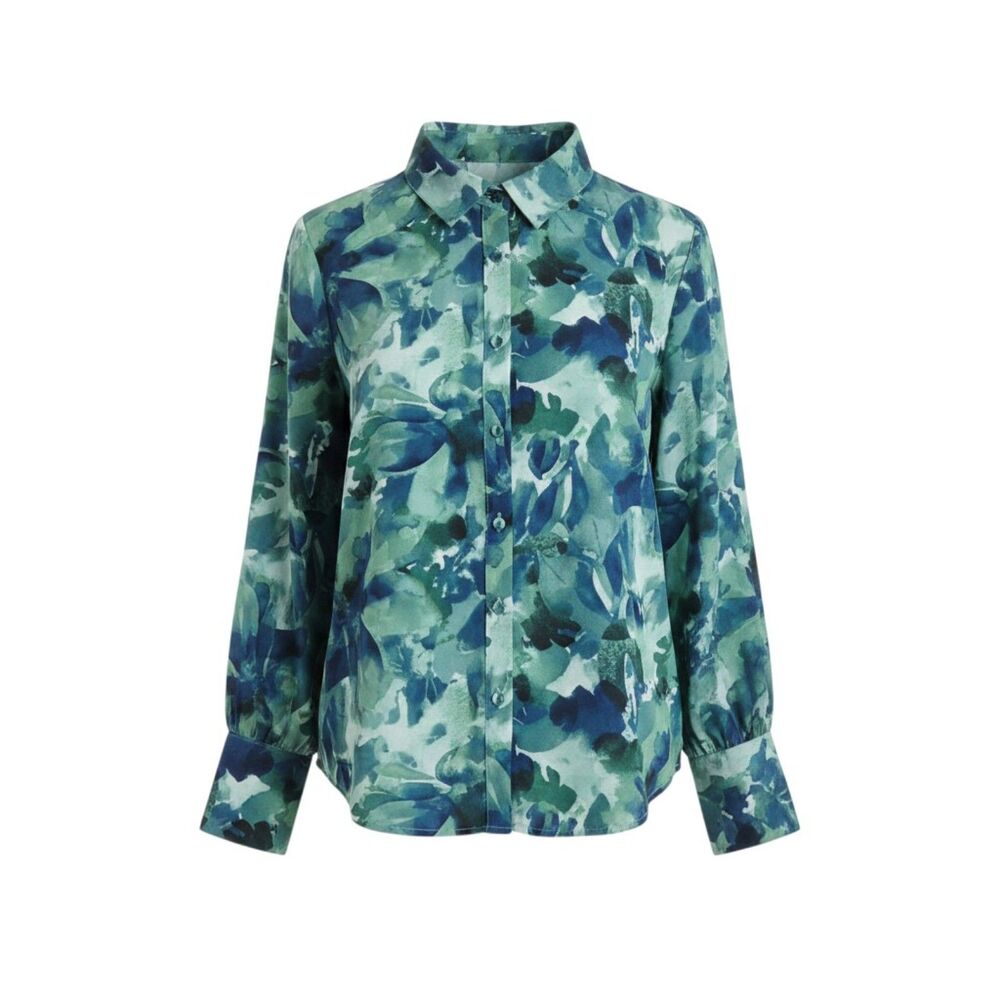 Women's Printed Button Down Blouse Long Sleeve Casual Shirt Size XL